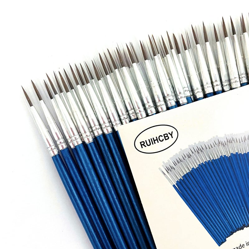 RUIHCBY 60 Pack Pointed Round Painting Brush,Hand Made Thread Drawing Brush,Detail,Nail Brushes for Detail and Miniature Drawing,Painting,Coloring by Acrylic, Oil and Watercolor (M(#00)) - Image 5